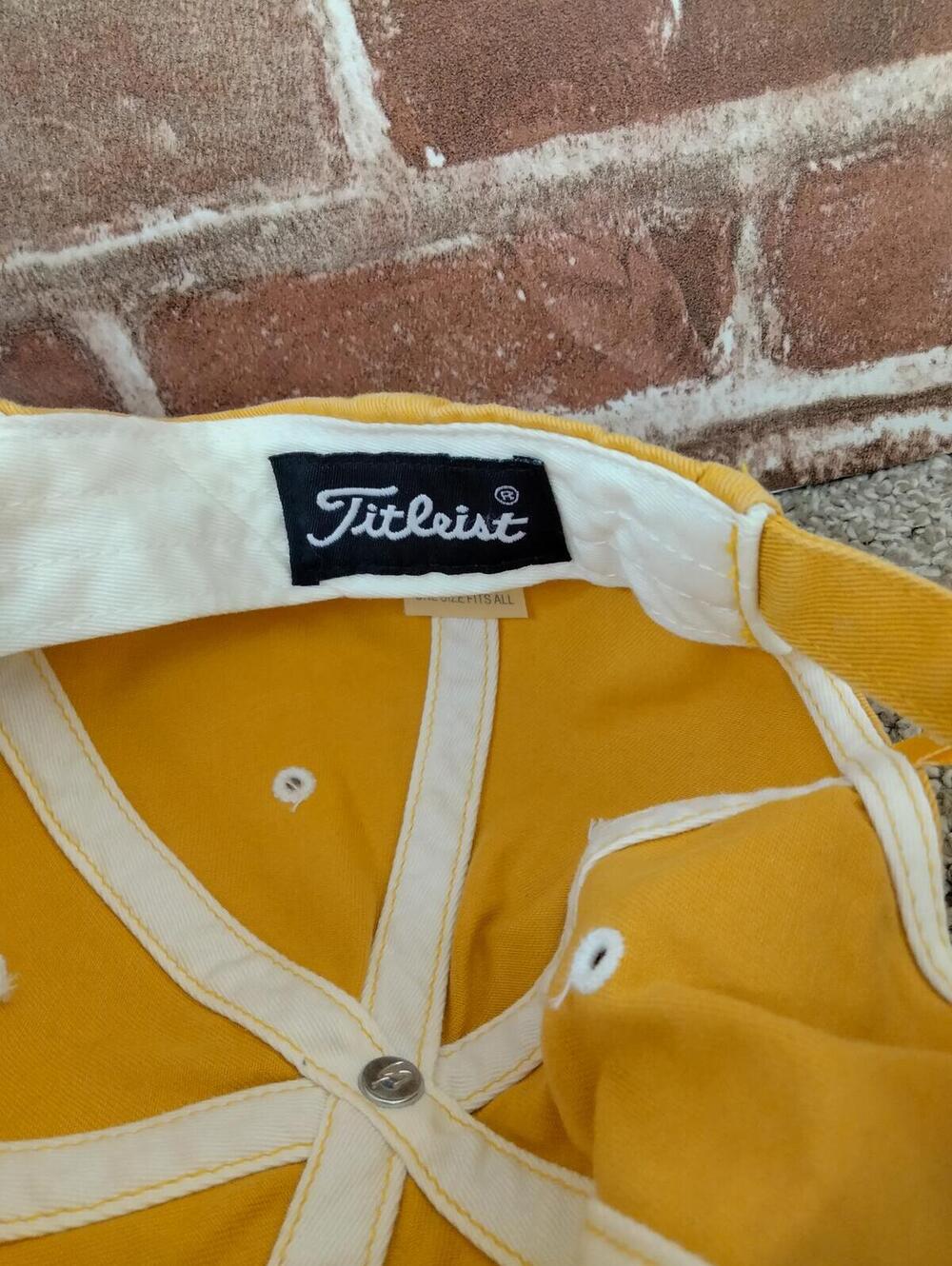 Titleist Since 1932 Golf Hat Script Logo Yellow Adjustable Cotton Strapback OS - Picture 8 of 9